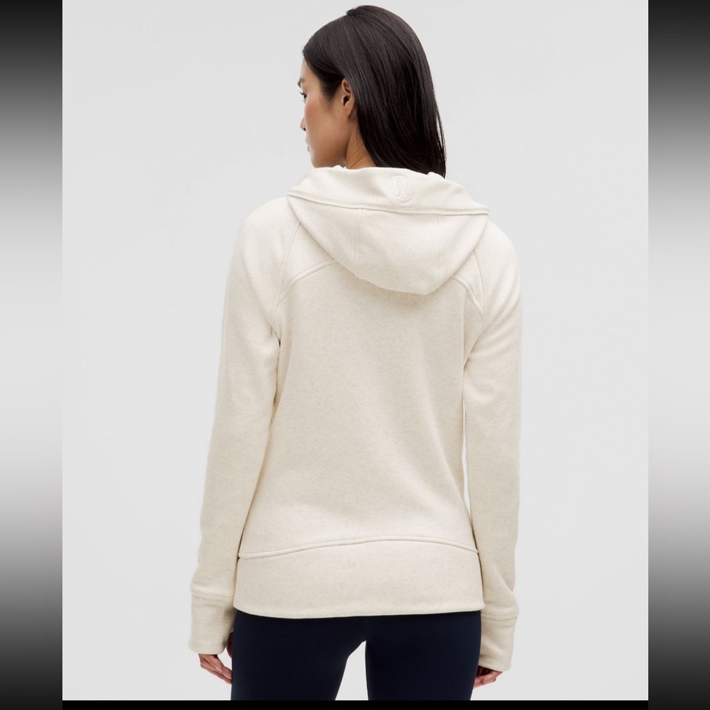 Lululemon Scuba full zip hoodie plush. Heathered Bone with gold zipper. Size 4. - Picture 7 of 16